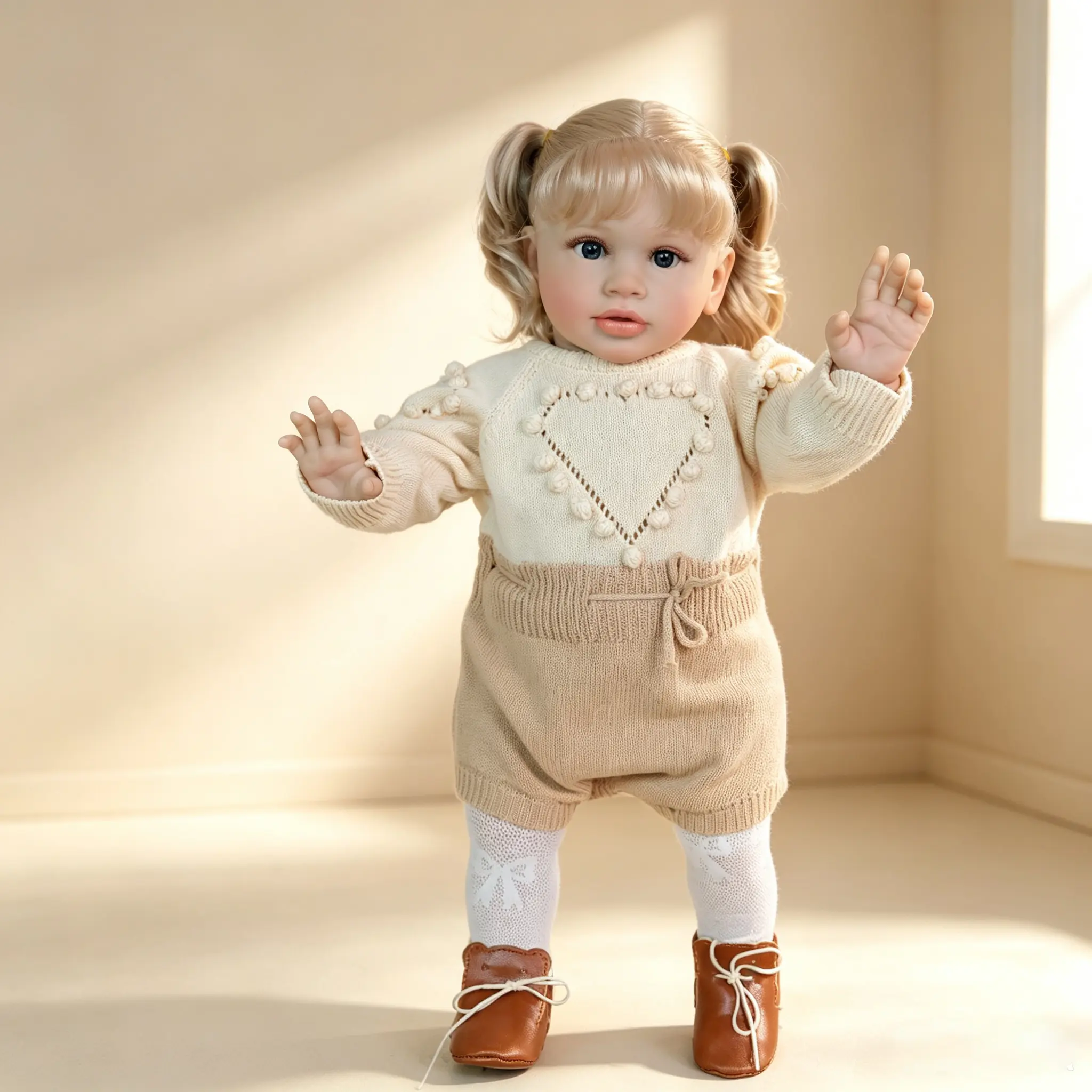 Big Size 26 Inch Real Look Reborn Toddler Girl Doll Handmade Soft Vinyl Limbs and Cloth Body Baby Doll that Look Real Lifelike Newborn Baby Dolls Toy for Kids