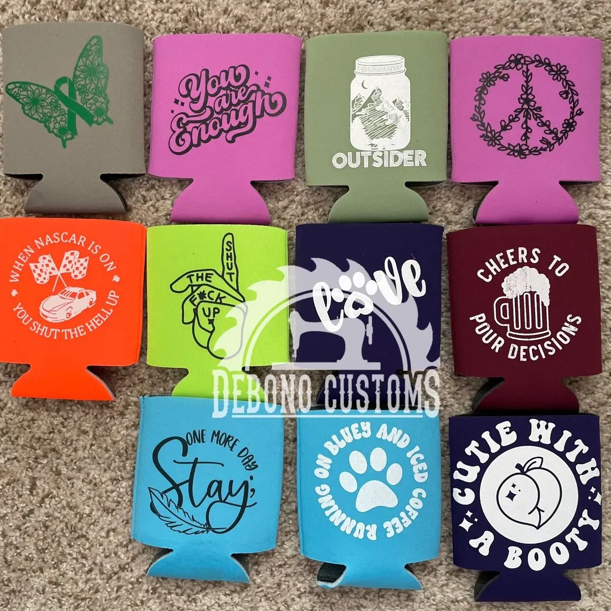 Over 100 custom coozies!!