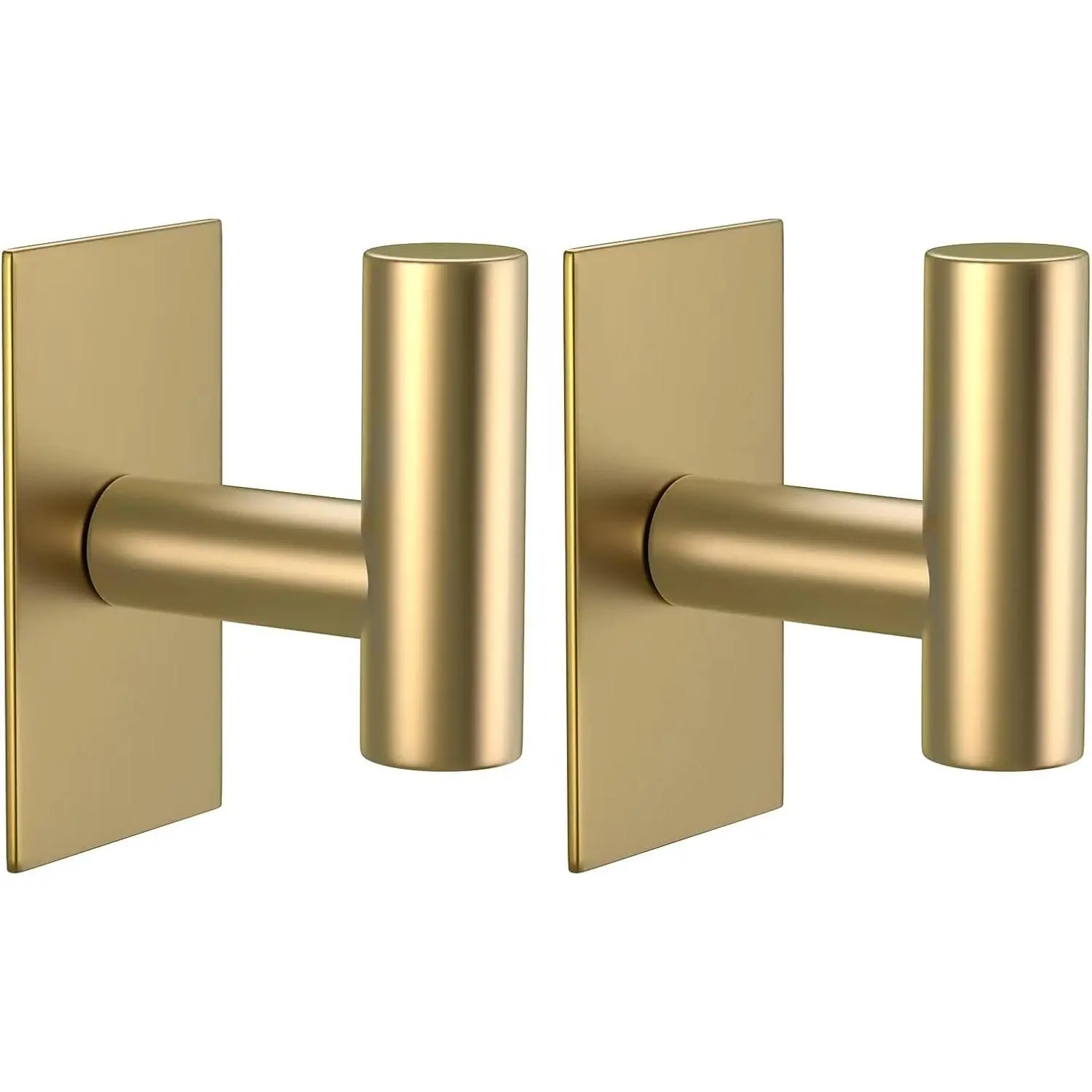 VAEHOLD Wall Towel Hooks, Heavy Duty Sticky Holder Waterproof Towel Hooks for Hanging Coat, Clothes, Closet Hook Wall Mount for Kitchen (Gold, Adhesive 2 Pack)