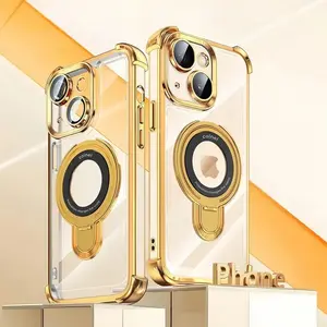 New Metal High End Stand Protective Phone Case for iPhone 11 12 13 14 15 16 Pro Max Plus