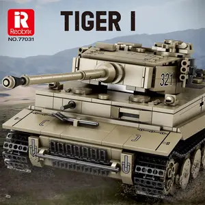 Reobrix Tiger I Tank Building Block Set for Adults WW2 Military German Tank Model Set World of Tanks Authorized Products 77031 Army Toys Building Kit Ideal Gift for Boys Kids Age 8+ 1138 PCS History Learning