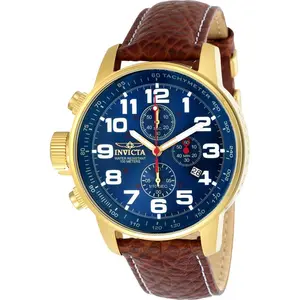 Invicta Men's 46mm I-Force Quartz Chronograph Embossed Leather Strap Watch