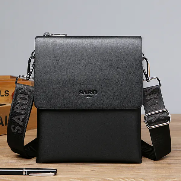 Men's Plain Single Shoulder-Messenger Bag, Magnetic Closure, Multi-Layered Lightweight Premium Minimalist Crossbody Bag for Trendy Outdoor Use, Commuting & Leisure