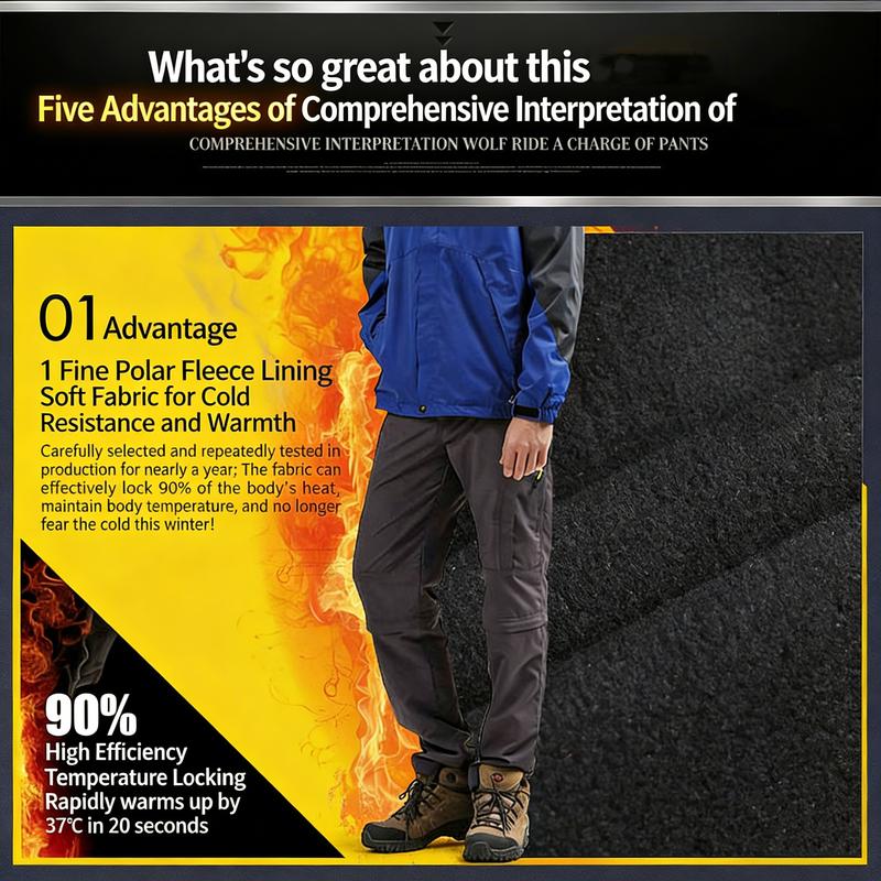 Men's Winter Fleece Lined Windproof Waterproof Outdoor Tactical Pants - Thick Warm Pants; Perfect for Outdoor Hiking, Jogging, Fishing, etc.; Great Gift Idea for Boyfriend or Husband; an essential versatile piece in any men's wardrobe.
