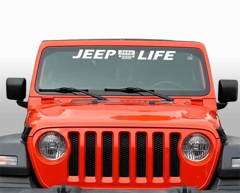 Thrilling Signs Jeep Life Windshield Banner Vinyl Decal - Off-Road Enthusiasts' Decorative Sticker