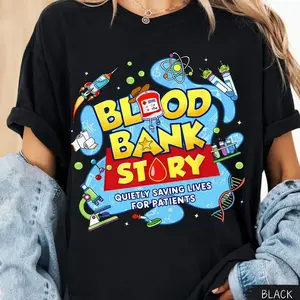 Comfort Colors Retro Lab Week 2026 Blood Bank Story Laboratory Lab Tech Shirt, Funny Phlebotomist Medical Lab Tech Laboratory Assistant Graphic Tee J