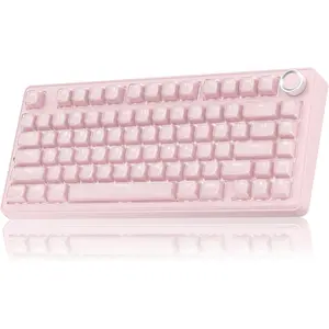A75  Gaming Keyboard with Multifunction Knob, BT5.0/2.4GHz/USB-C, 75% Mechanical Keyboard, Hot-Swappable, Gasket Creamy Keyboard with RGB Backlit,  Keycaps, for PC//PC