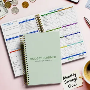 Financial Planner Organizer & Budget Logbook - Undated Monthly Expense Tracker for Cash Flow, A5 Spiral Money Management Notebook for Bills, Debt Tracker Journal A5 Size, Savings Challenge Planner, Finance Checklist Organizer