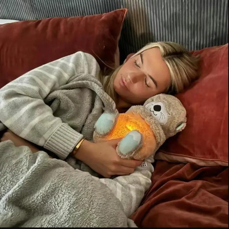 (Rhythmic Breathing Motion)Sound Machine Breathing Otter Plush Toy with Rhythmic Movements & Music for Baby Sleep - Gentle Hug & Four Gear Adjustment for Soothing & Relaxation