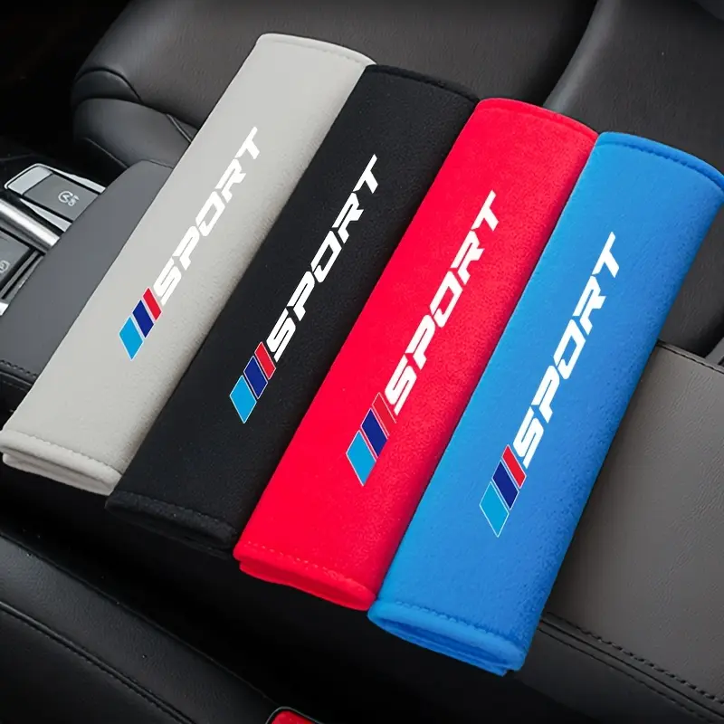 Universal Fit Soft Fleece Car Seat Belt Pads Cover Set of 2, Safety Belt Shoulder Cushion Protector Compatible with BMW 1 2 3 4 5 6 7 Series X1 X2 X3 X4 X5 X6 - Cotton Interior Accessories carbon  fiber car  charms