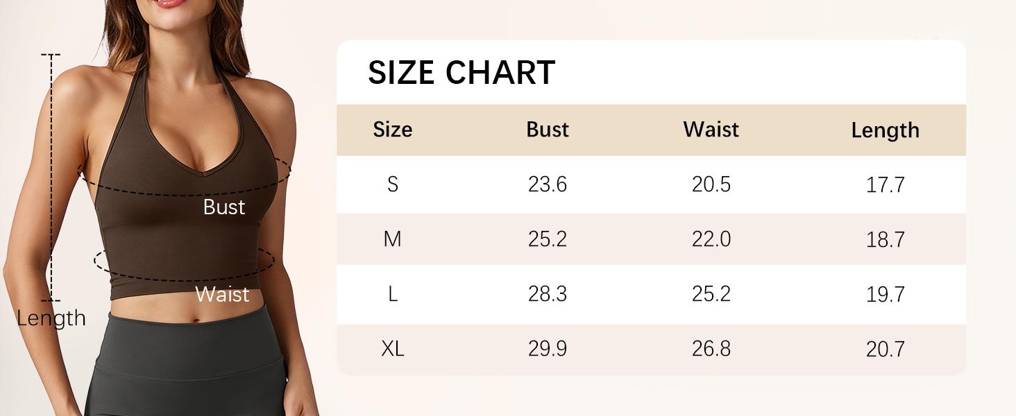 OYV Women's Impact Halter Tank Top Longline Backless Scoop Neck Built-in Bra Sports Workout Gym Crop Top