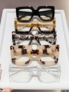 5 Piece Unisex Glasses Set, Square Frame Eyeglasses, Stylish Anti-Glare Transparent Eyewear, Durable Fashion Accessory Ideal for Daily Use