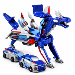 2 in 1 Transforming Robot Car Toy for Kids, Dragon Robot and Sports Car Set with Automatic Collision Deformation