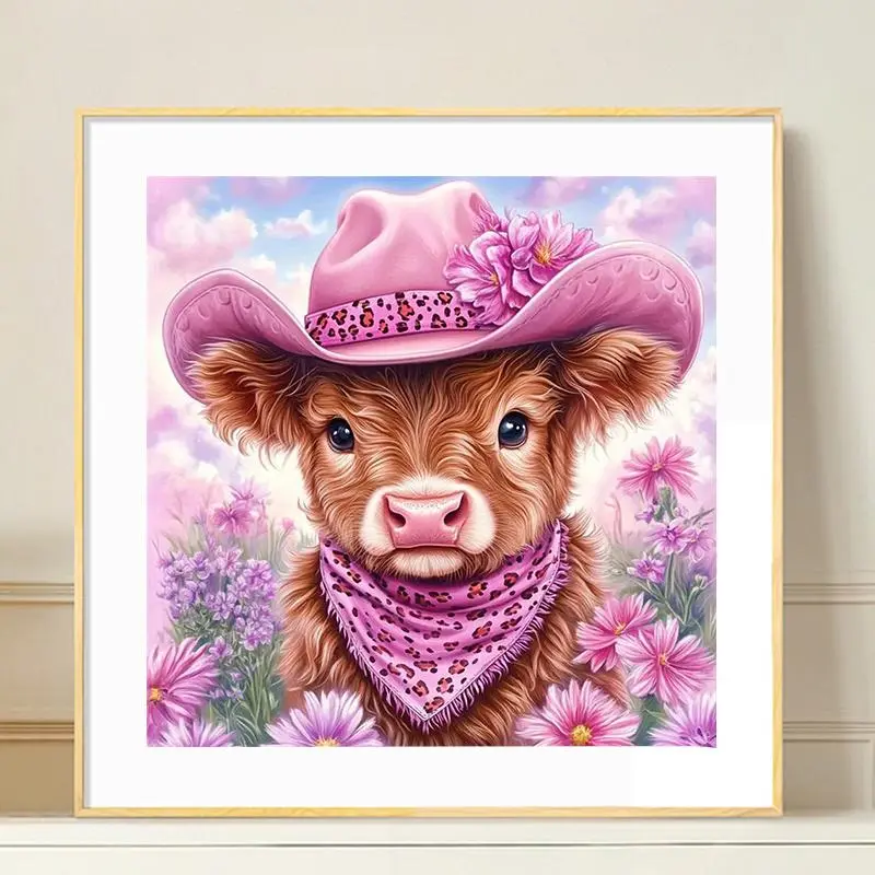 Cow Pattern DIY Diamond Pattern Design Diamond Arts Colorful Painting Kit without Frame, 5D Diamond Arts Colorful Painting for Home Living Room Bedroom Wall Decor, Crafts