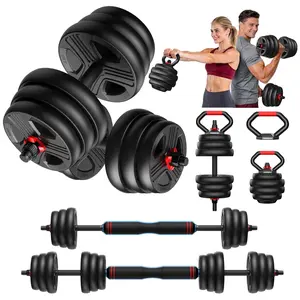 Adjustable Dumbbells, 55lbs Free Weight Set with Connector, 5 in1 Dumbbells Set as Barbell, Kettlebells, Push up Stand, Fitness Exercises for Home Gym Suitable Men/Women