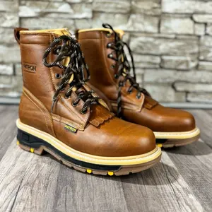 555 Miel Bota De Trabajo Para Caballero Round Toe Lace up Made In Mexico Soft Toe