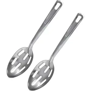 2 Pack Kitchen Slotted Spoon Stainless Steel, Stiring Large Spoons, 13 Inch Metal Slotted Spoon, Cooking Serving with Holes