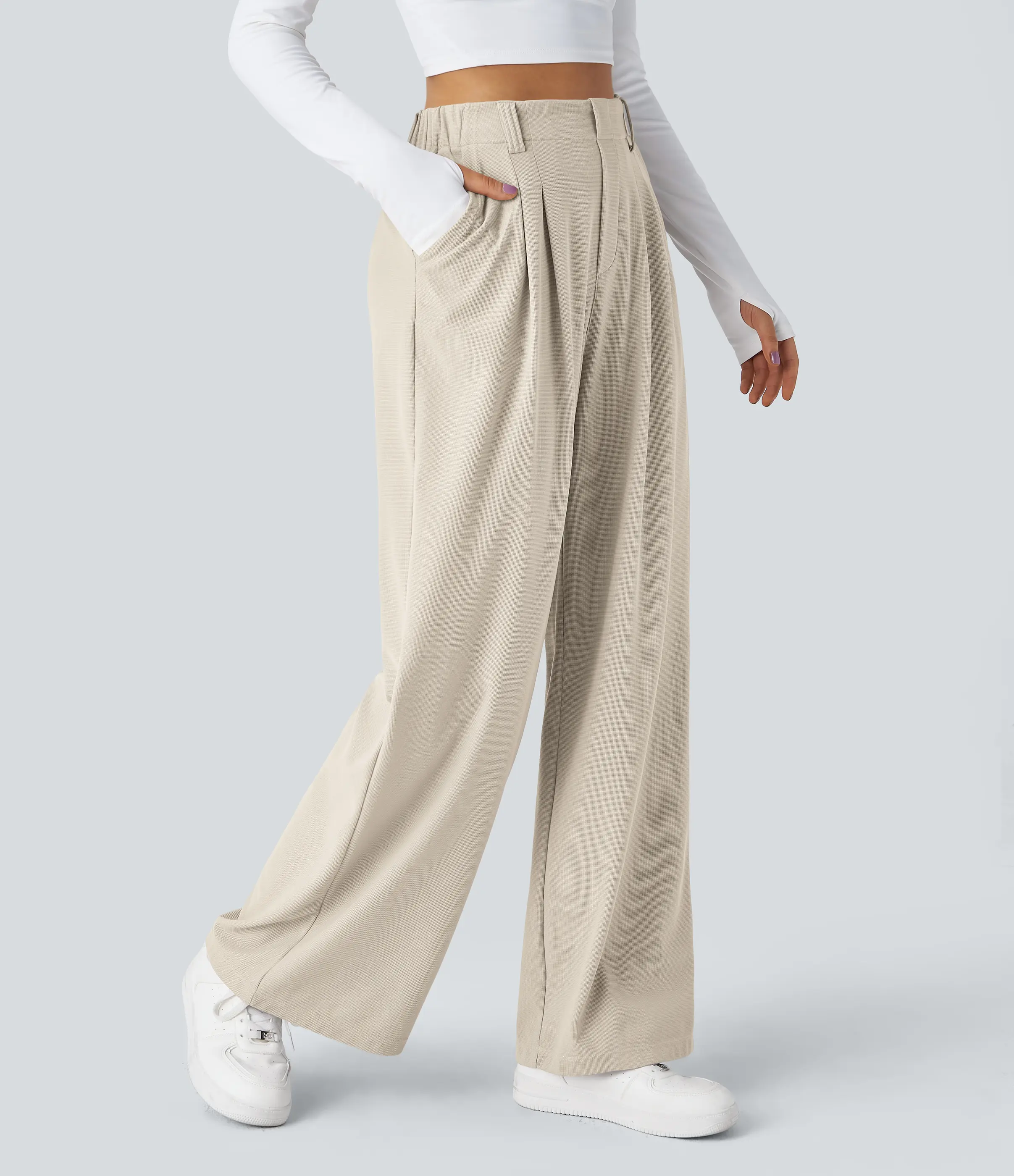 Halara Flex High Waisted Pocket Wide Leg Waffle Work Pants Halara Flex High Waisted Pocket Wide Leg Waffle Work Pants