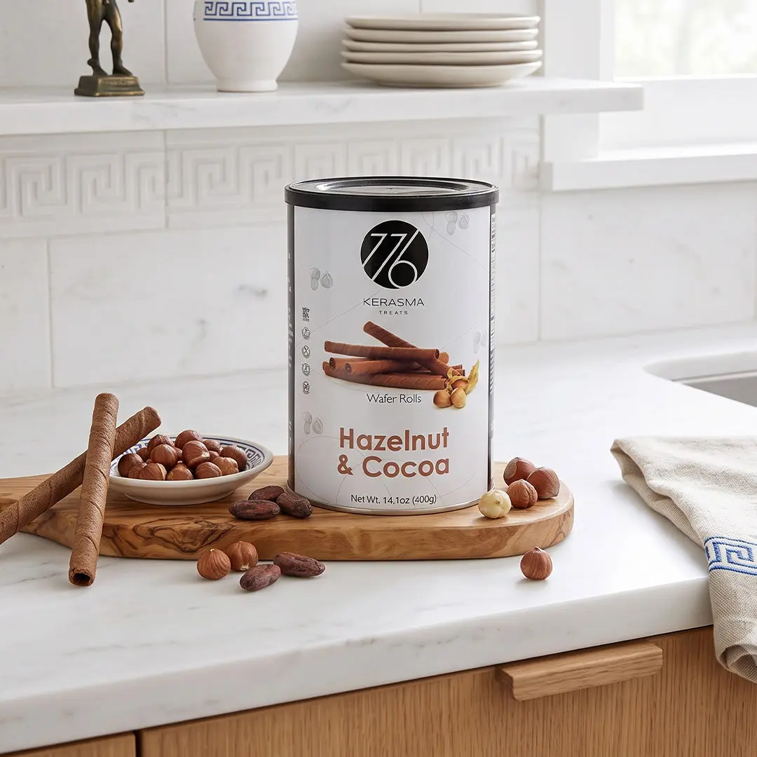 Hazelnut & Cocoa Wafer Rolls – Premium Crispy Rolled Wafers Filled with Hazelnut Chocolate Cream