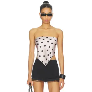 MORE TO COME Wesson Scarf Top in Cream & Black Dot