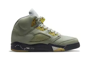 Olive Yellow Two-Tone Matte Leather Mid Top Cushion Trainers, Hollow Mesh Side Panels Black Midsole Durable Gum Outsole Lightweight Retro Unisex Fashion Footwear