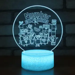 Number Blocks 3D Digital Crack Night Light Colors Changing with Remote Kids Bedroom Decor Xmas Holiday Birthday Easter Gifts for Boys Girls