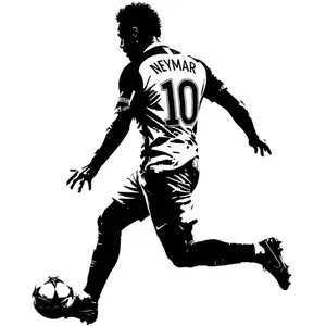 Football Player No.10 Silhouette Wall Sticker, Waterproof Self-Adhesive Removable, Bedroom/player Room/sports Hall Decor, and Star Poster
