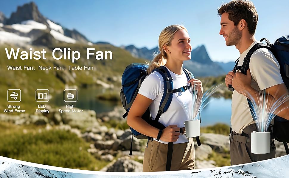 2026 New Car Clip-on Fan with LED Display 100 Speeds 360° Rotation USB Rechargeable Backseat Cooling Fan Portable Design Desktop Clip on ABS PC Material - Plates