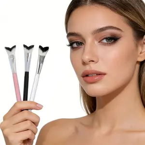 3 fishtail Tip Nose Shadow/Highlighter Brush - Nylon hair blend brush with angled tip for contour, highlighter and powder/liquid makeup, eyebrow brush for cheekbone and jawline definition Lady gift optional