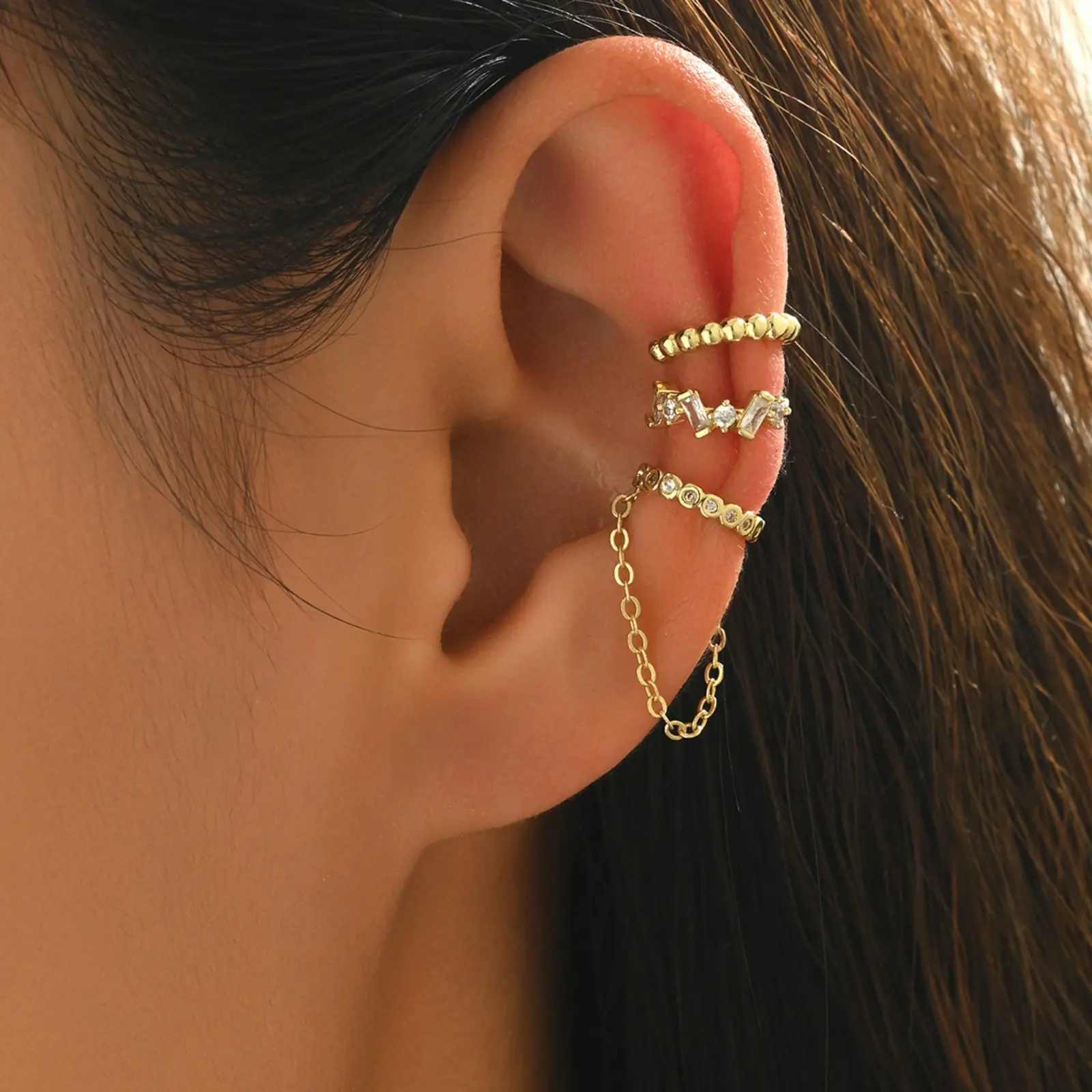 Statement Hoops Shape Earrings for Women, Diamond-Embellished Huggie Design with Sparkling Tassels, Ear Hoops, Fashionable Huggie Earrings, Statement Earring