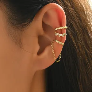 Women's Earrings: Unique & Niche Chain Tassel Design — Diamond-Embellished Huggie Hoops (Versatile Accessory)