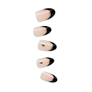 Impress Design No Glue Fake Press On Nails - Positive | French Design, Black, Medium, Almond, Manicure
