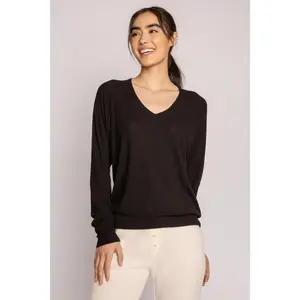 Textured Essentials Black Long Sleeve Top
