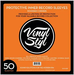Vinyl Styl® VS-P-019 12 Inch Inner Record Sleeves - Round Corner - 50 Count (White)  [BAGS / SLEEVES] Audiophile, White