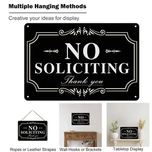 No soliciting Sign for House,Home/Business,12x8 Inch Rust Free Aluminum Metal Sign,Fade Resistant,Durable UV and Weather Resistant,Black with White Letters