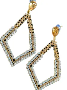 Grey Statement Earrings with Rhinestone Details Lightweight Design for Everyday Elegance