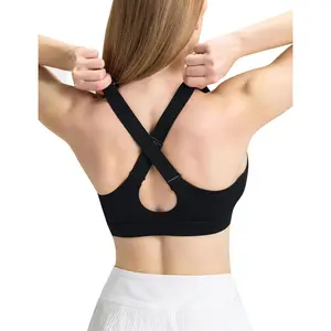 IFNOW Sports Bra for Women Padded Criss Cross Back Sports Bras V Neck Wide Adjustable Straps Workout Crop Top