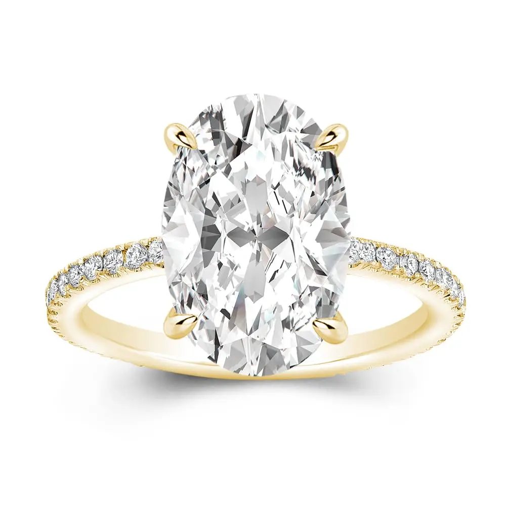 3CT Elongated Oval Real Moissanite Bridal Set, Half Eternity Zoe Engagement Ring for Women, Hypoallergenic Fashion Ring with Summer Vibes, Engagement Rings For Women