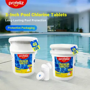 PROFELIZ Chlorine Tablets 3 Inch for Swimming Pools, Kills Bacteria and Stops Algae, Slow Dissolving,Exclusive Protective Packaging,Pool Chlorine Tablets, 20 lb 40lb