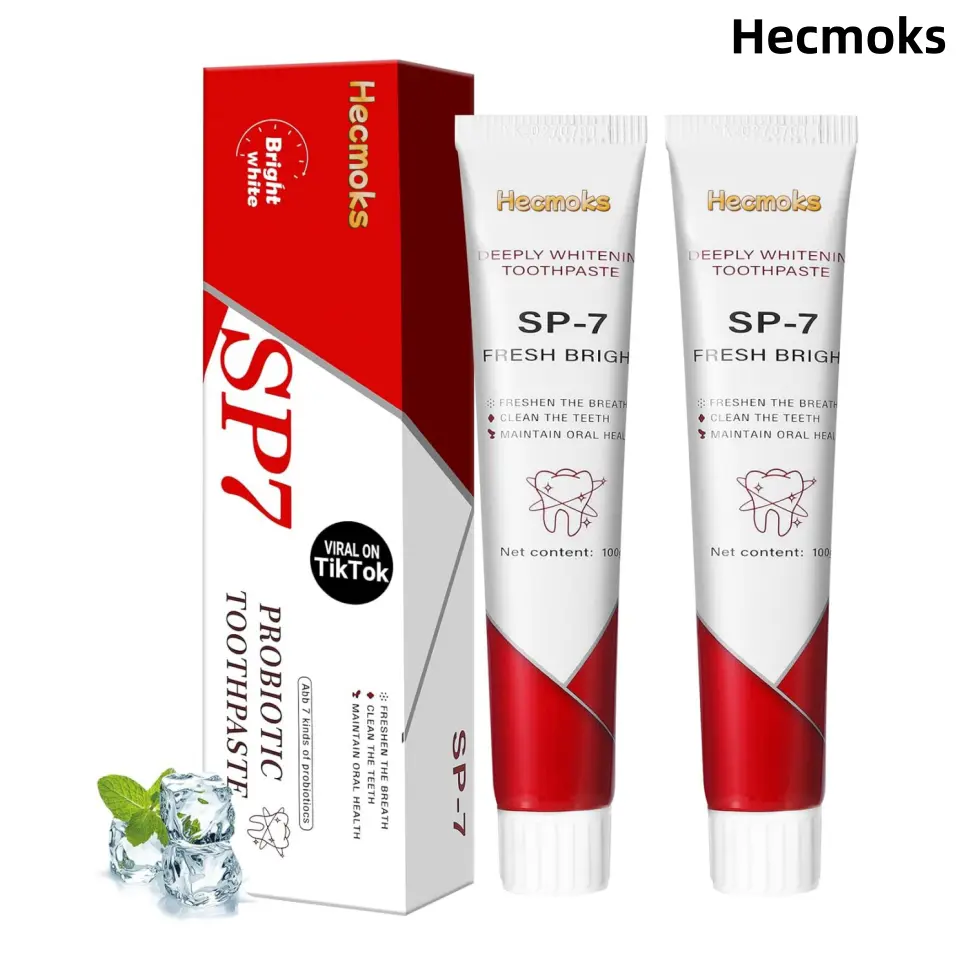 【Free Delivery】HECMOKS SP-7 Probiotic Whitening Toothpaste – SP7 Stain Removal & Fluoride-Free Enamel Strengthening with Probiotic & Herbal Care