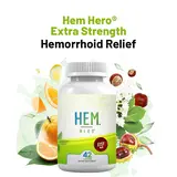 Hem Hero Hemorrhoid Relief Extra Strength Supplement - 42 Capsules | Herbal Dietary Supplement with Horse Chestnut Seed Extract - For Bleeding, Irritation & Burning Pain Relief - Vein Health & Blood Flow Support - Fast-Acting Formula