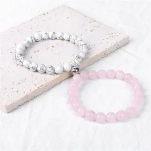 Lava Volcanic Stone Couple Magnetic-Clasp Bracelet Vintage And Versatile Style