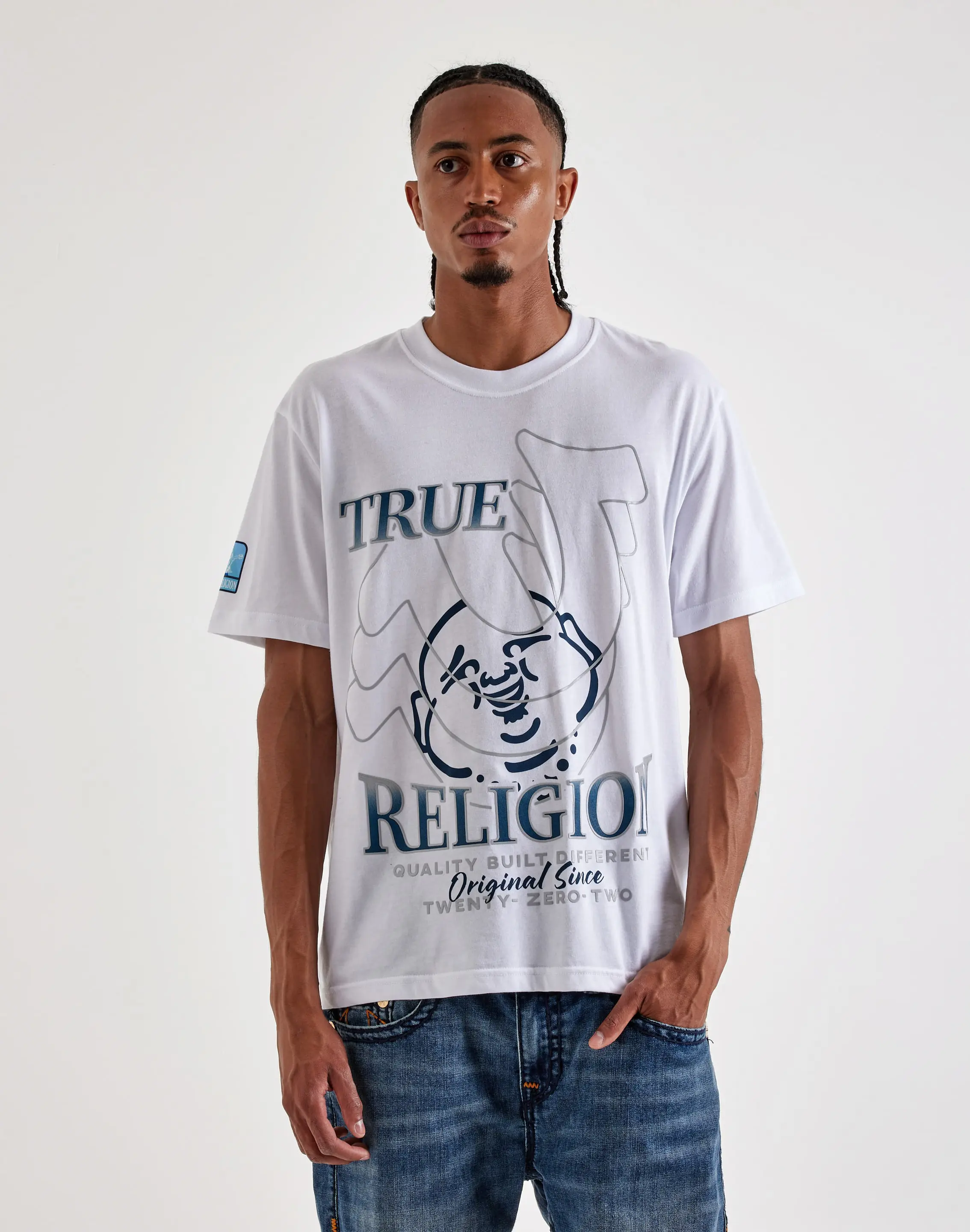 Mens True Religion Horseshoe Buddha Tee