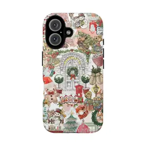 Vintage Farmhouse Christmas Gingerbread & Snowman Collage Phone Case Collection for iPhone 17, 16, 15, 14, 13, 12, 11, SE, X XR XS Max 15 Pro Max Samsung Galaxy S20 S21 S22 S24