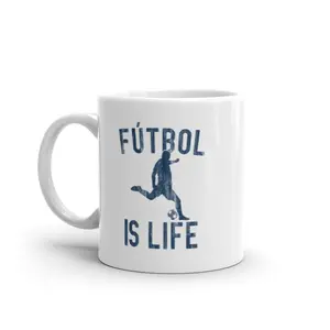 Futbol Is Life Mug Funny Football Lovers Novelty Soccer Graphic Coffee Cup - 11oz Funny Coffee Mugs Ceramic Printed Drinkware Cup