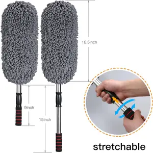 3 Pack Large Microfiber Car Duster Exterior Scratch Free with Extendable, Car Duster Interior Multipurpose dust Cleaning