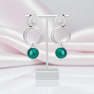 Green Agate Aries Zodiac Earrings