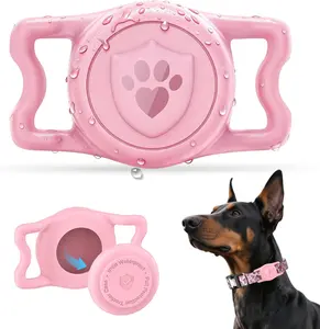 for Airtag Dog Collar Holder – IP68 Waterproof Air Tagholder for Dog Collar, Anti-Lost & Durable Silicone Case, Compatible with Apple Air Tags (Pink)