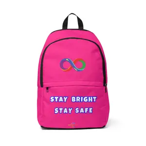 Autism Safety Backpack | Neon Pink Stay Bright Stay Safe