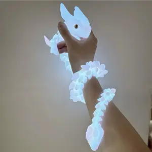 Glowing Dragon Statue with Moving Joints & Glowing Eyes - 3D Printed Luminous Crystal Dragon Figure, Durable Plastic, Multi-Joint Movable Body, Randomly Colored Eyes (Blue/Pink/White/Purple) - Unique Birthday/Christmas/Easter/Thanksgiving Gift for &